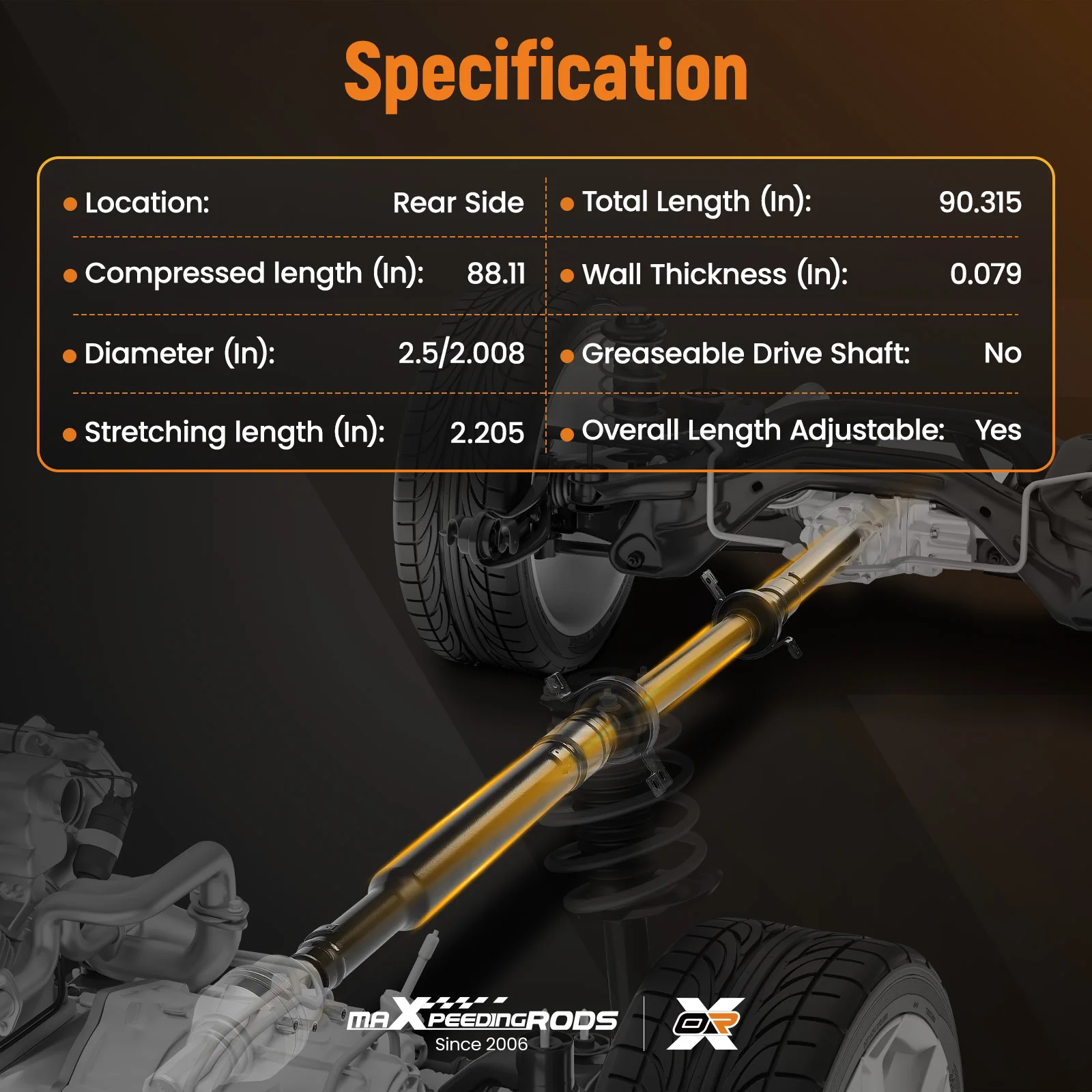 Eje de transmisión trasero para Jeep Cherokee KL V6 3.2L 2014 52123612 AA   52123612 AB 52123612 CA