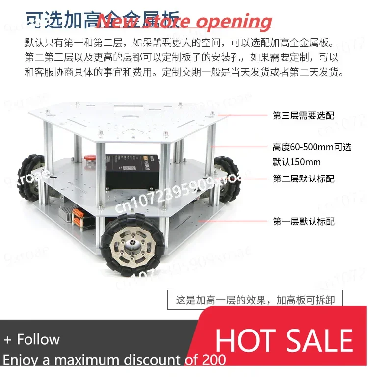 عربة عجلة متعددة الاتجاهات هيكل ROS ليدار #1