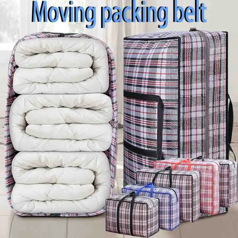 Bolsas de almacenamiento para organizar ropa y artículos, ropa de cama para mover y guardar, rejillas clásicas a rayas a prueba de humedad para uso doméstico