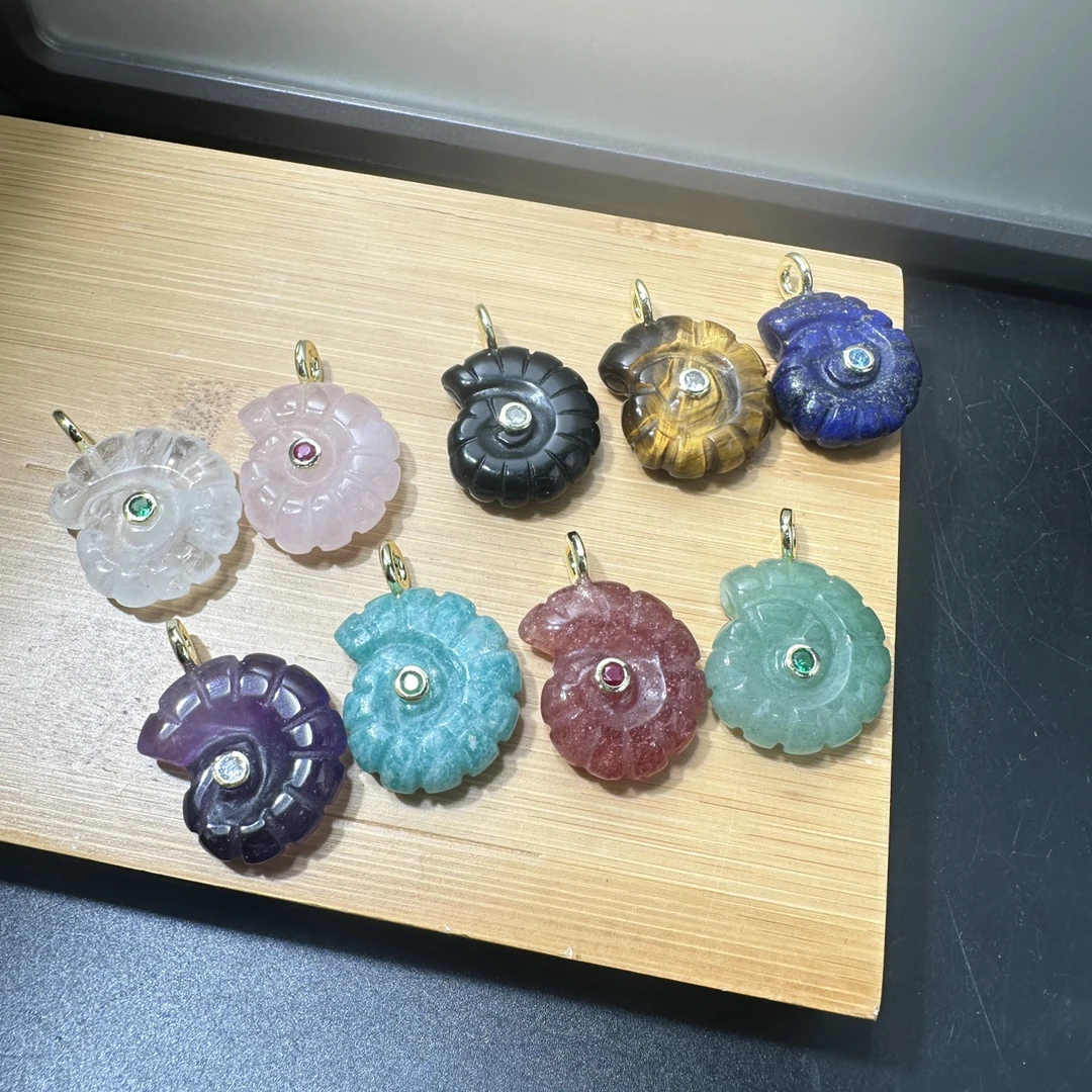 

3 шт./лот, ювелирный аксессуар, натуральный камень, прозрачный кулон в форме улитки для подвесок, серьги, браслет в виде ракушки для мобильного телефона