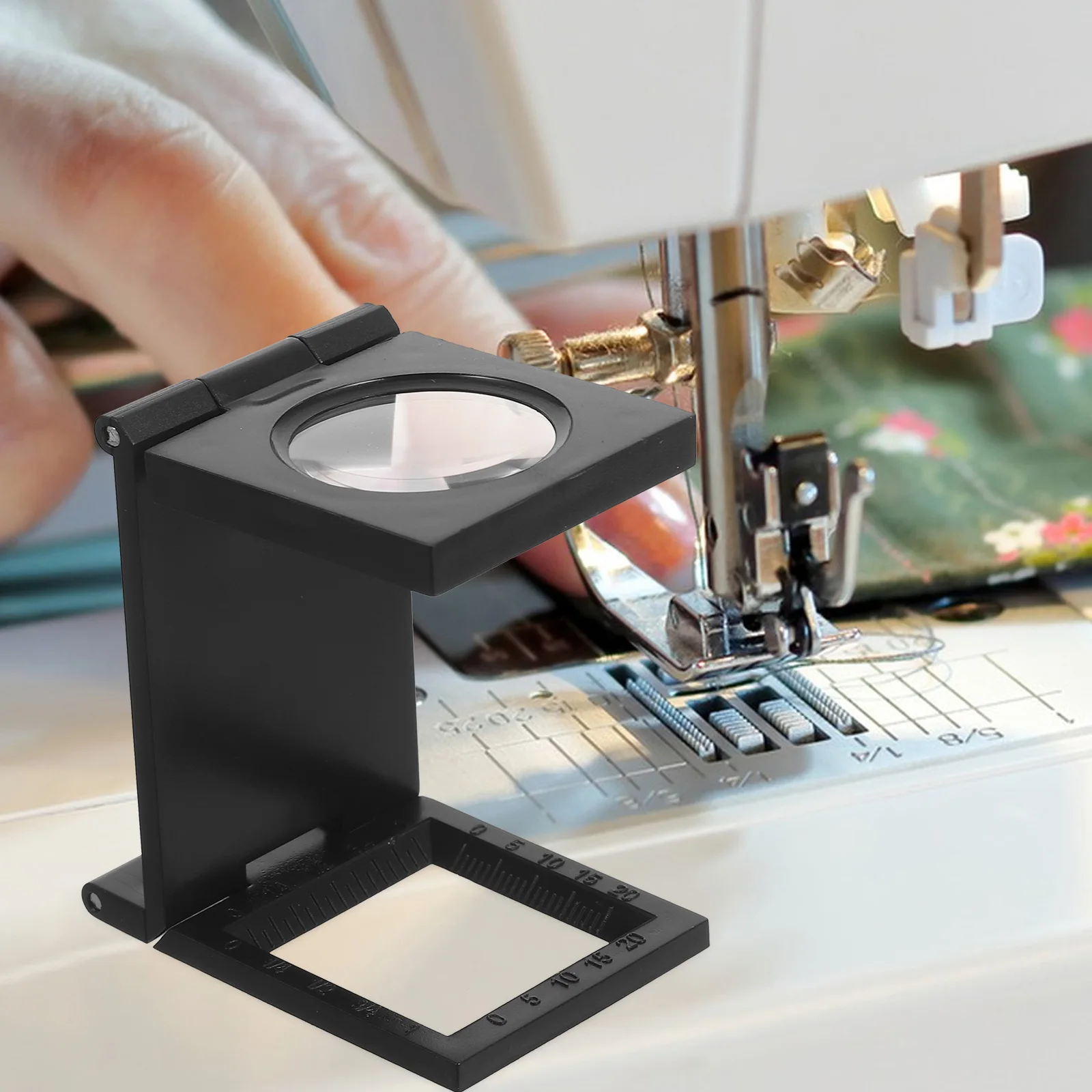 

4pcs Tailor Magnifying Glass 10x Foldable with Scale Fabric Inspection Sewing Craft Jewelry Repair Magnifier Loupe Mini Folding