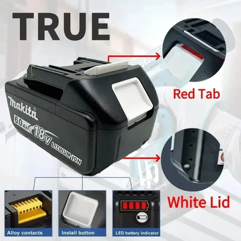 🔥 حزمة بطارية ماكيتا الأصلية 18 فولت، بطارية 18 فولت 6 أمبير ماكيتا ليثيوم 18 فولت، مع مؤشر طاقة LED، 🛡️ تصميم مقاوم للصدمات #2