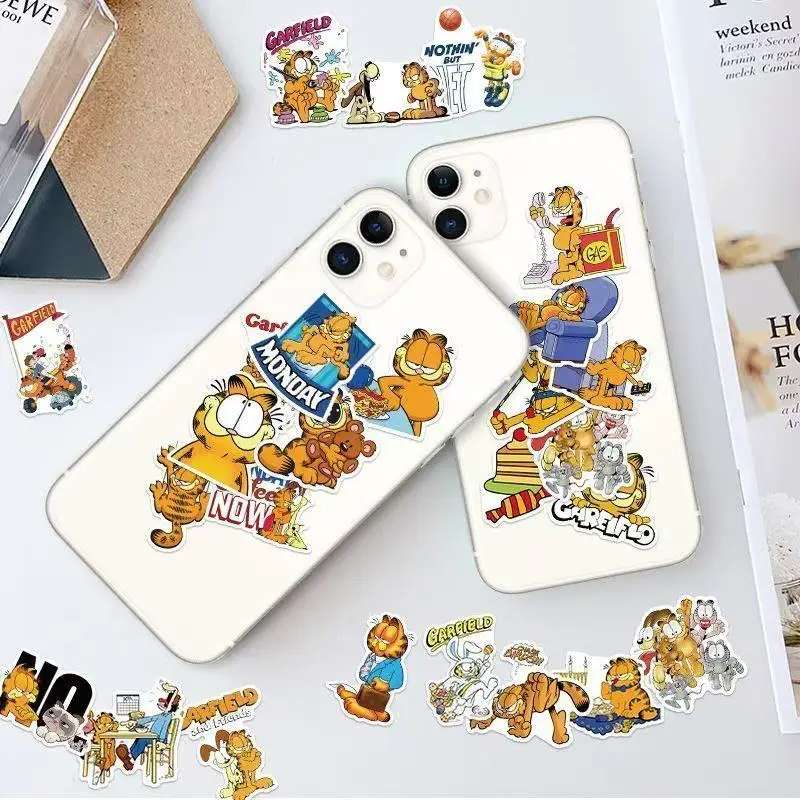 80Pcs Cartoon Garfield Stickers, Waterproof Vinyl Decals, DIY Decor for Water Bottle Laptop Luggage Skateboard Notebook