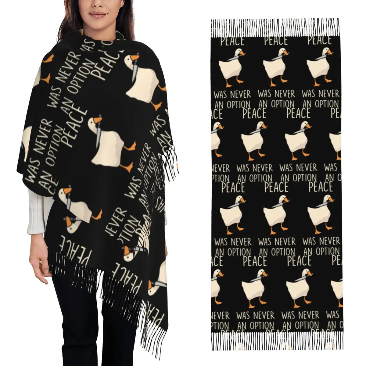 Goose Goose Peace Was Never An Option Scarf Tassel Scarves for Women Soft Warm Shawls and Wraps Long Fall Winter Shawl Wrap