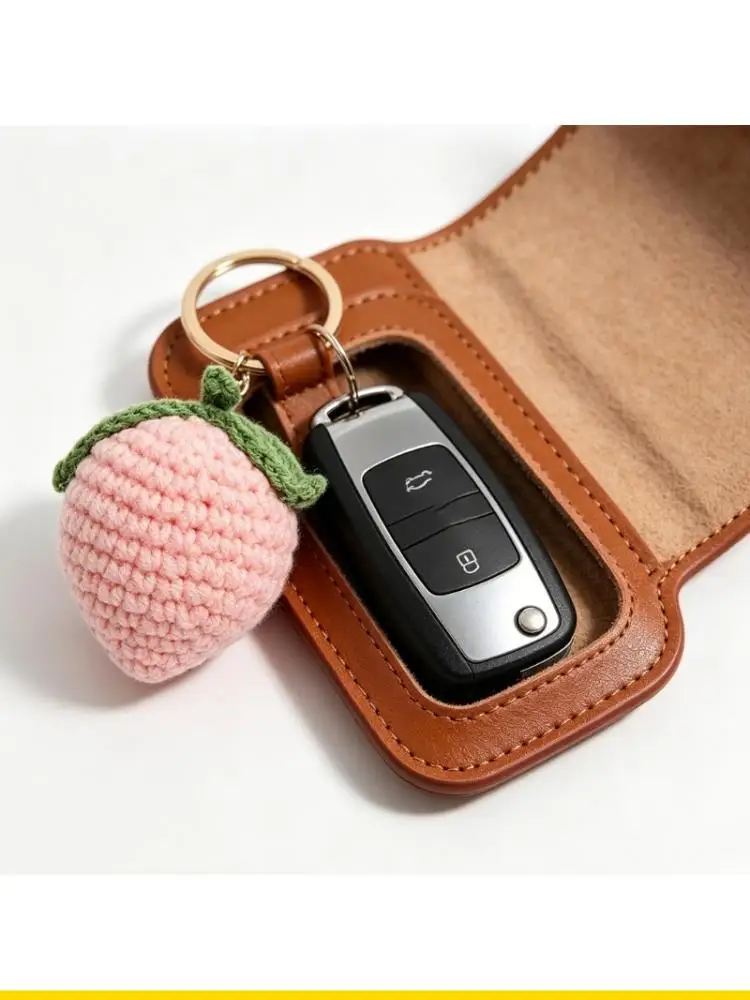 SZCH Handmade Yarn Rings for Vehicles Adorable Fruit with Positive Crochet Keychain Great for Present Give
