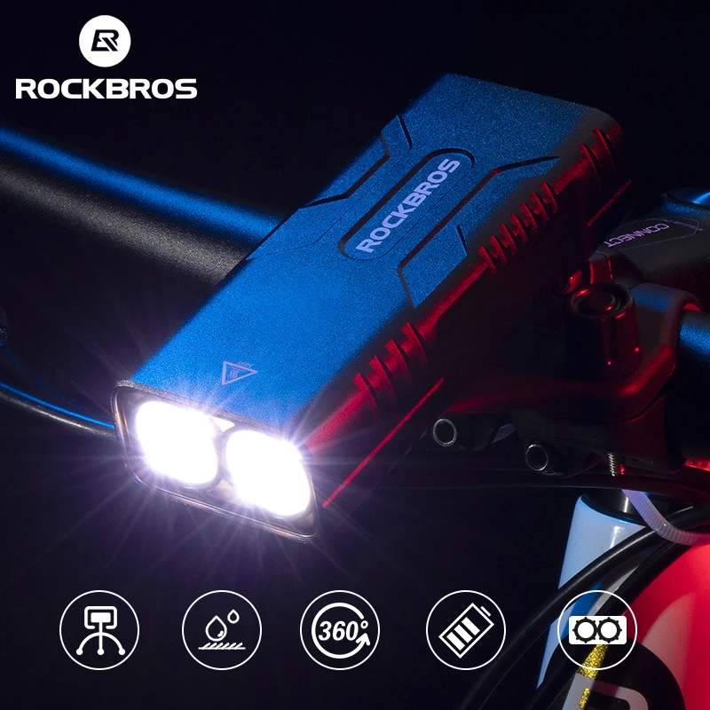 

ROCKBROS 2T6 LED Bicycle Light 10W 10000 mAh Bike Front Lamp Flashlight Cycling Equipment MTB Headlight Super Bright