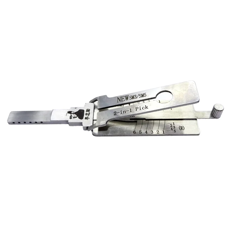 Original Lishi NEW SM3/ SM5 2 in 1 Lock Pick Decoder Ignition Car door open for Renault Samsung Models Vertical milling