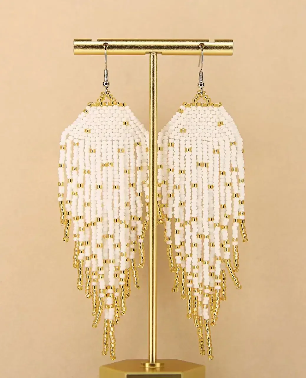 Fringe Earrings Hand knitting Bohemia Beading Speckle Simple Fashion Geometry Alloy Ma'am Dotted with stars Rice Bead Earrings