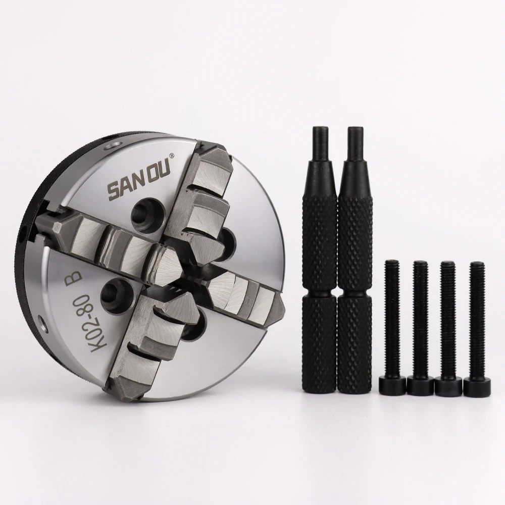 K02-50/63/80/100 4-kaak zelfcentrerende 50/63/80/100 mm (1,94/2,48/3,15/3,94ft) handmatige scroll mini-houtdraaibank Chuck