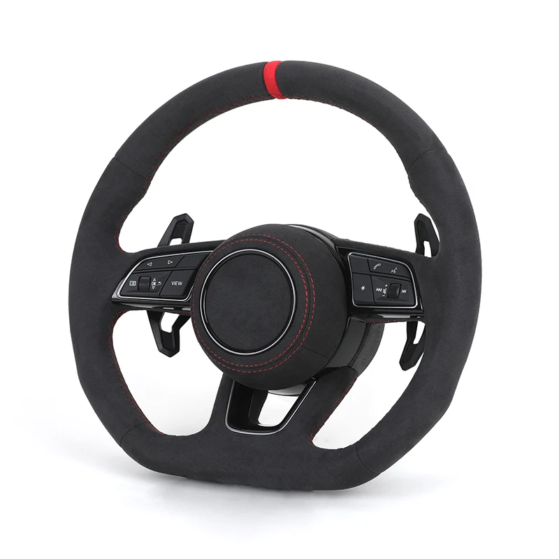 Customizable RS Volante Lenkrad Flat Bottom Half Alcantara Car Steering Wheel for  A8 A3 A6 C7 R8 RS3 S3 A7 RS5 RS6 A4 B8 Q7