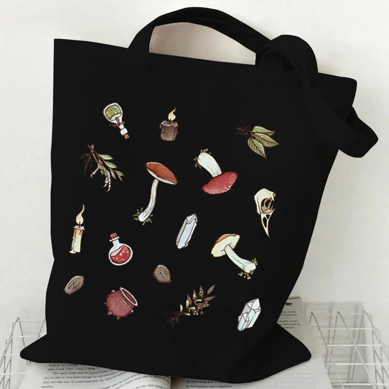 Mushroom Fungi Printed Women Shoulder Bag Fashion Eco Shopping Bags Teenager Tote Bag Vintage Mushroom Lover Women Men Handbags