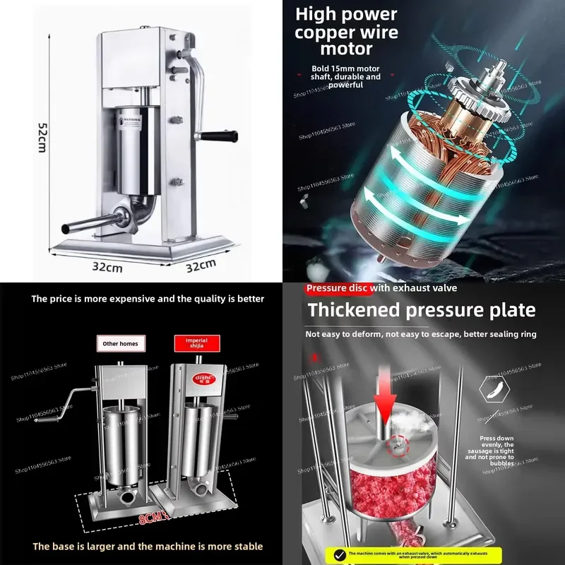 Stainless Steel Sausage Stuffer Machine - Electric/Manual | Heavy Duty Commercial & Home Use Sausage Maker Tool