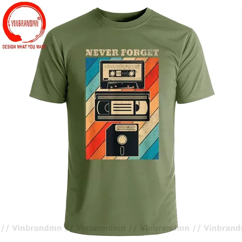 Novelty Funny Tops Never Forget Sarcastic Graphic Music T Shirt Vintage Floppy Disk VHS Tape 90s 80s Cassette T-shirt Streetwear