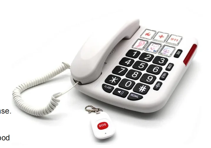 Hindetel PSTN cable Picture Speed Dial Telephone SOS remote control speed dial Big Button And Picture Corded for eldly