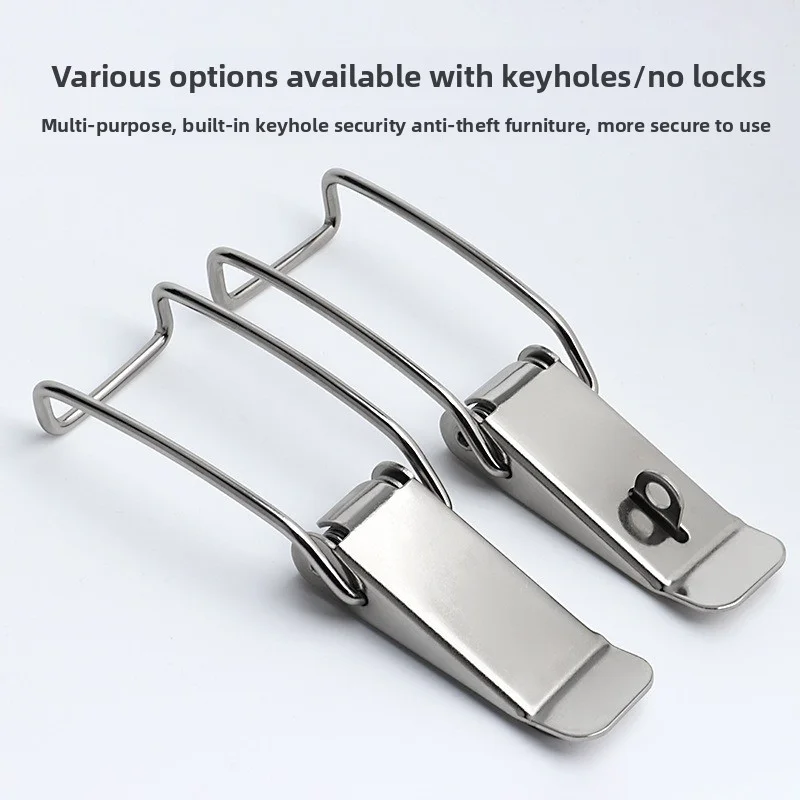 4PCS Lron Hasp Latch Lock spring Metal Box Locking Long Toggle Catch Buckle Loaded Hinges Furniture Hardware Accessories