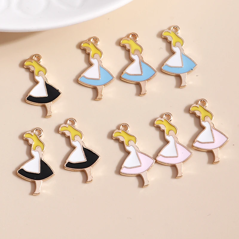 10pcs Cute Cartoon Girls Princess Charms per fare orecchini collana portachiavi ciondolo accessori per gioielli di moda fai da te