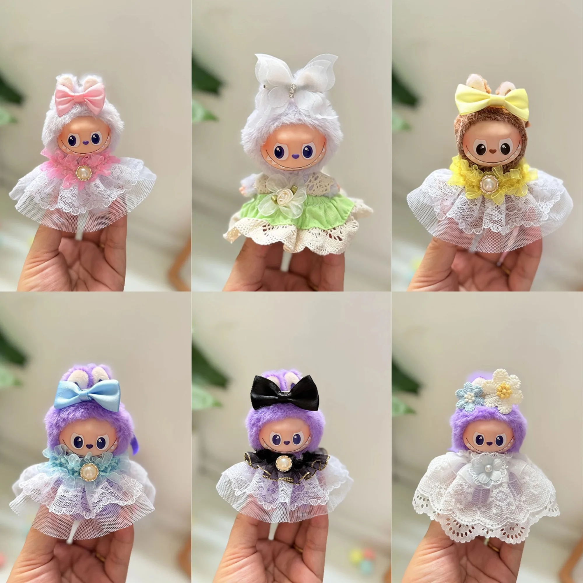 

10cm Mini Labubu 4.0 Doll Clothes 4th-Gen Labubu Lace Trimmed Cape Dress for Mini Labubu