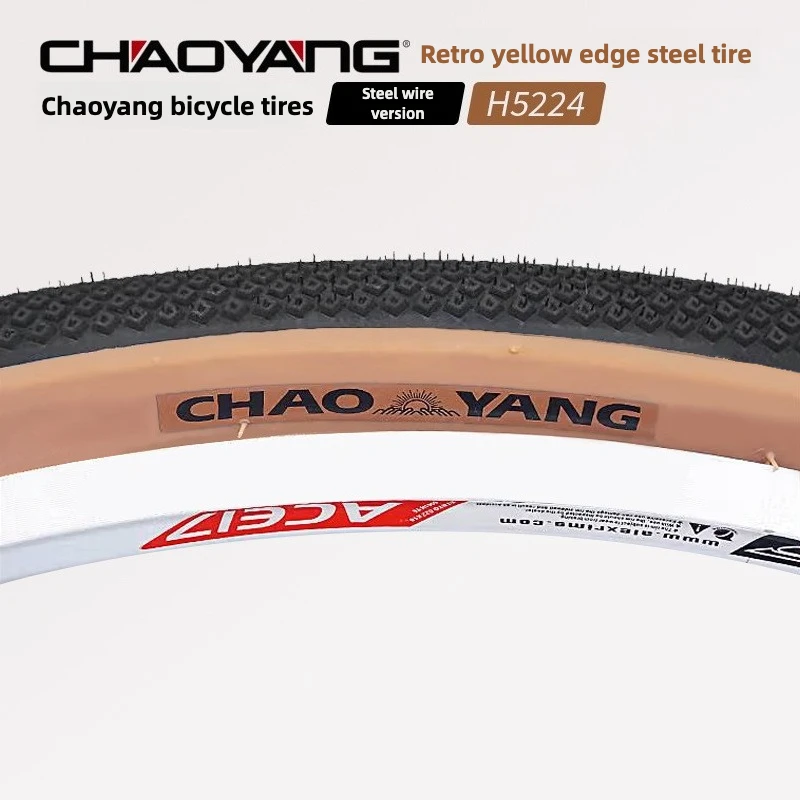 

Chaoyang Bicycle Tire 00x 25 28 32 35 38 40C Road Bike Inner and Outer Tube 700x 25 28 32 35 38 40C Retro Yellow Edge