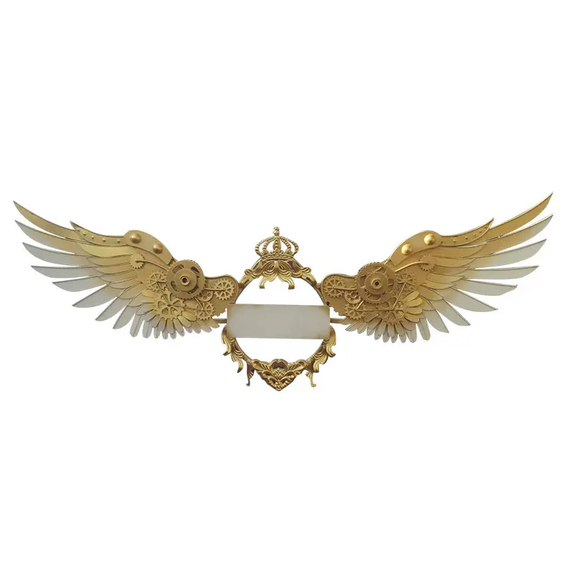 Retro sci-fi style background wall mechanical gear angel wings decoration bar live stream creative steampunk hanging