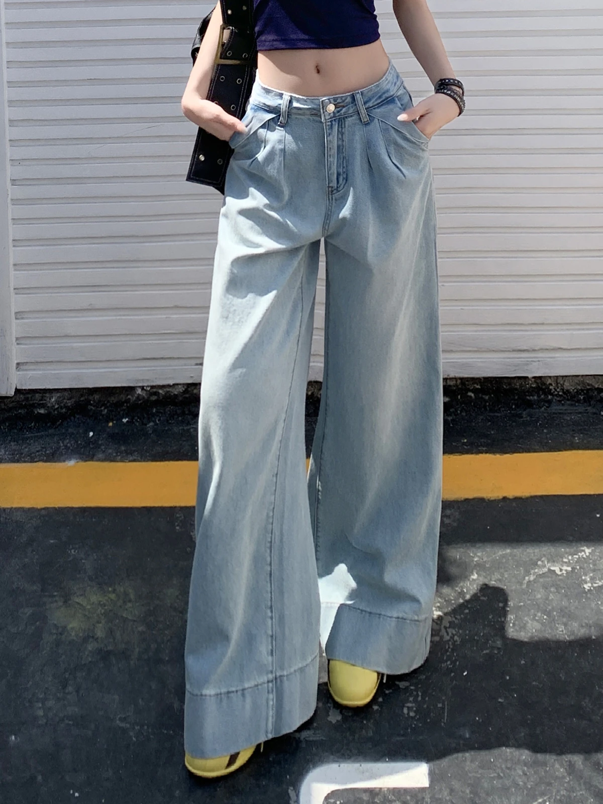 

ZHISILAO New Loose Jeans Women Vintage Blue Wide Leg Baggy Full Length Denim Pants Streetwear 2025