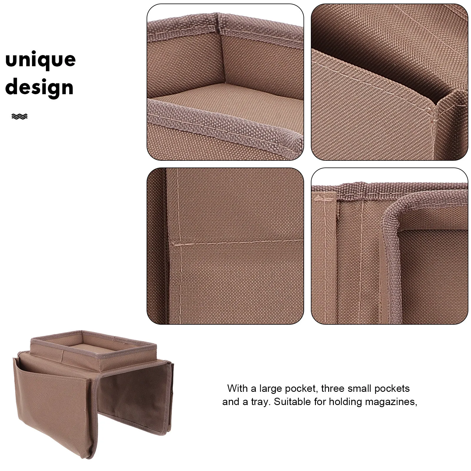

Sofa Armrest Organizer Washable Oxford Cloth Storage Bag With 4 Pockets Cup Holder Tray For Couch Armchair Remote Glasses