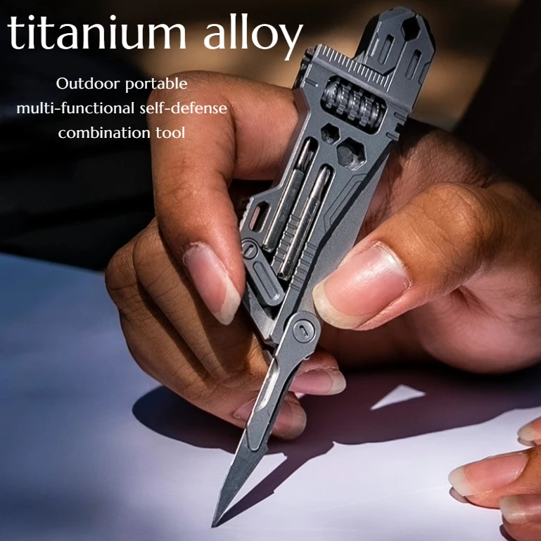 Titanium Alloy Newly Upgraded Wrench Outdoor Portable Multifunctional Self-defense Emergency Combination Tool Adjustable