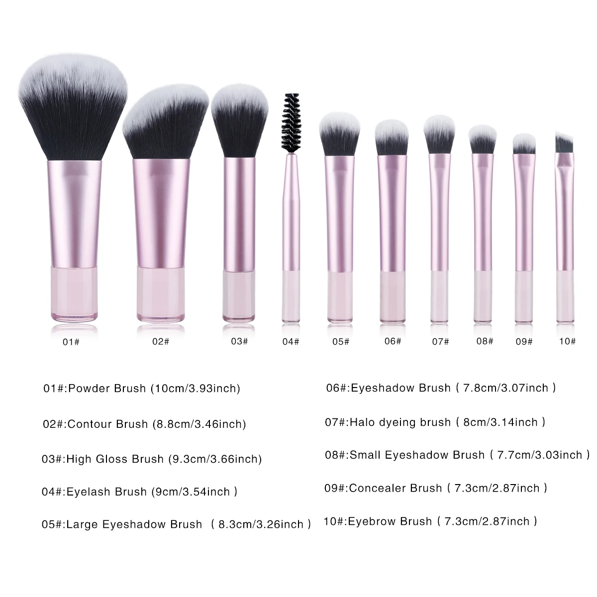 10 pçs mini rt conjunto de pincéis de maquiagem em pó sombra fundação blush liquidificador corretivo beleza ferramentas de maquiagem escova profissional