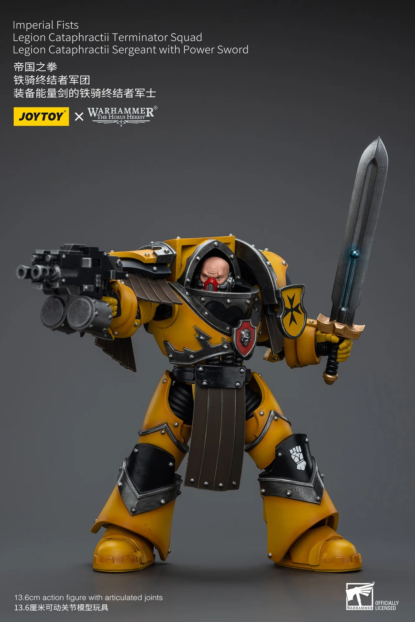 Joytoy warhammer 1/18 figuras de ação punhos imperiais legião cataphractii sargento com espada de energia estatueta modelo brinquedo menino presentes