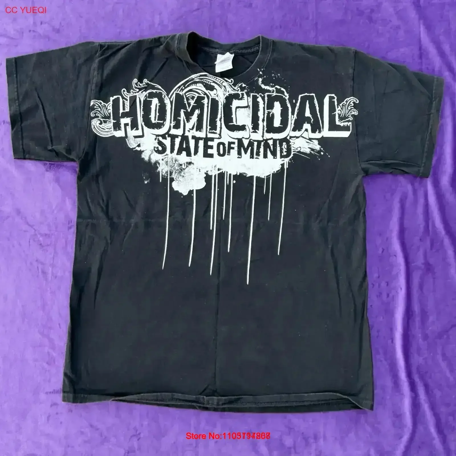 2011 HOMICIDAL STATE OF MIND Metal Rock Band T Shirt Black Size L vintage Washed designer clothes Top For Everyday Wear homme