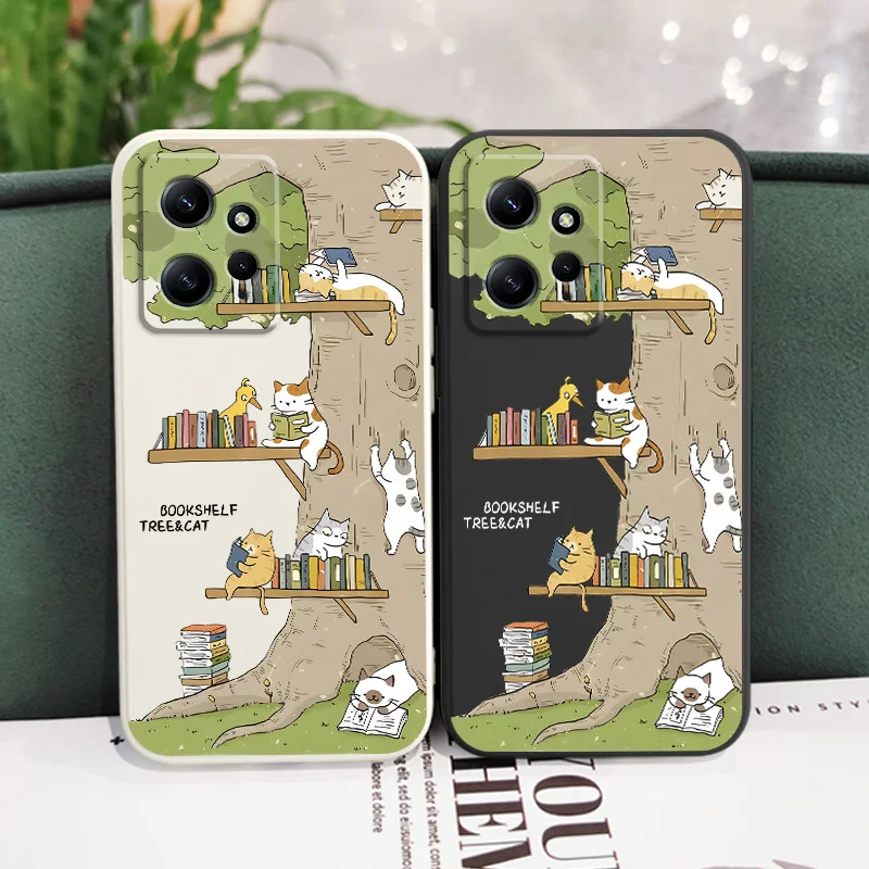 Big Tree Kitten Phone Case For Xiaomi Redmi Note 13 12 12S 11 11S 10 10T 10S 9 9S 8 7 Pro Plus 4G 5G Liquid Silicone Cover