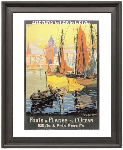 

Framed Poster France Ports et Plages de l'Ocean Picture Frame 16x12 inches Photo Paper Print