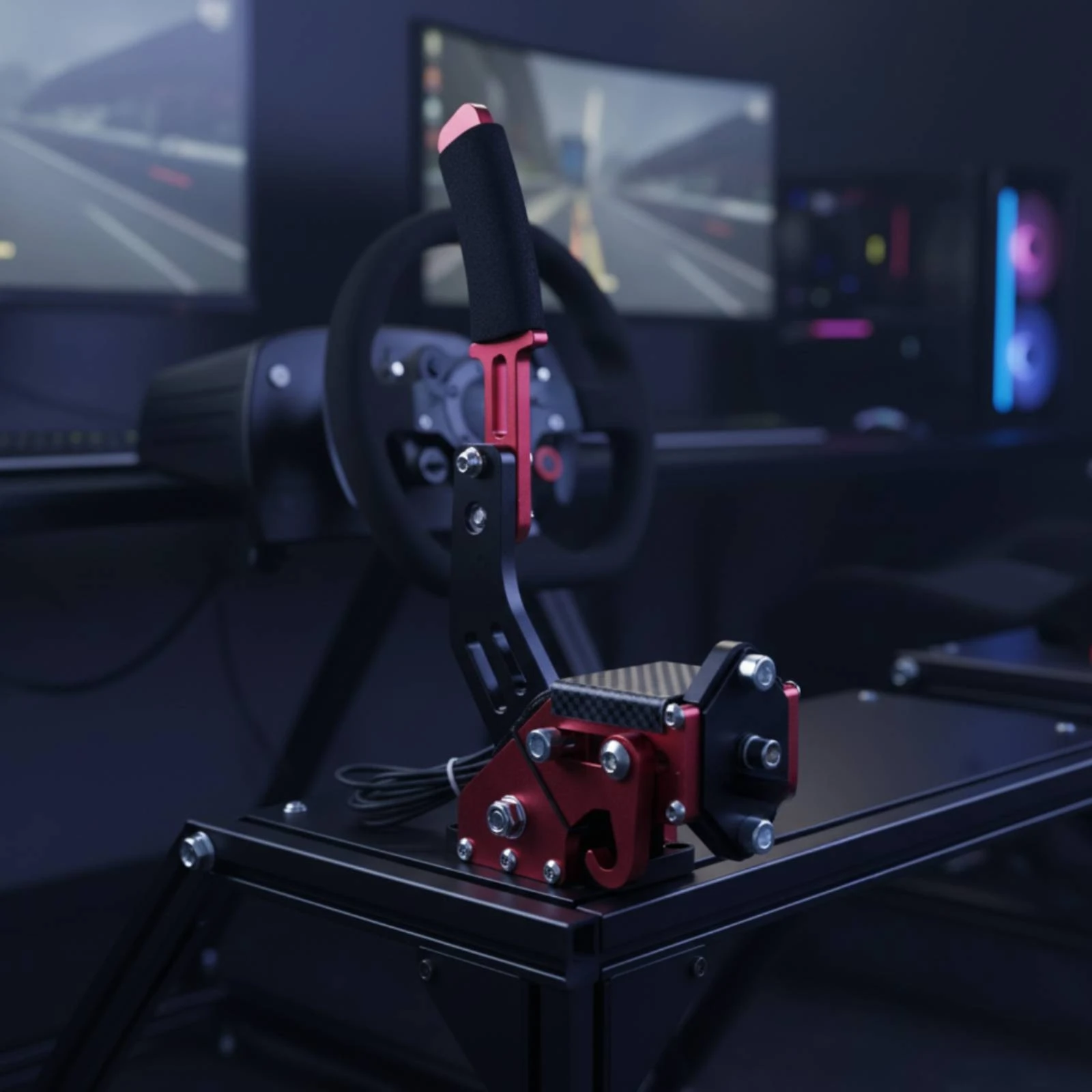 Handbrake Lever Metal Racing Game Gear Desk Mount Braided for Gamers, Gaming Rigs