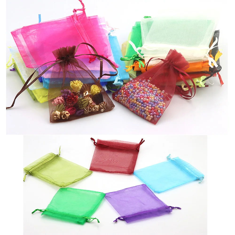 

50 Pieces Of 10*12MM Pull-Out Candy-Colored Organza Bags For Wedding, Holiday And Christmas Gifts