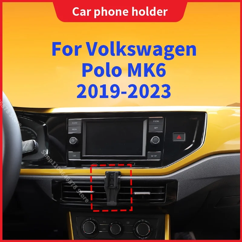 Phone Holder Car For Volkswagen Polo MK6 2019 2020-2023 Special Fixed Bracket Base Wireless Charging Stand Auto Accessories