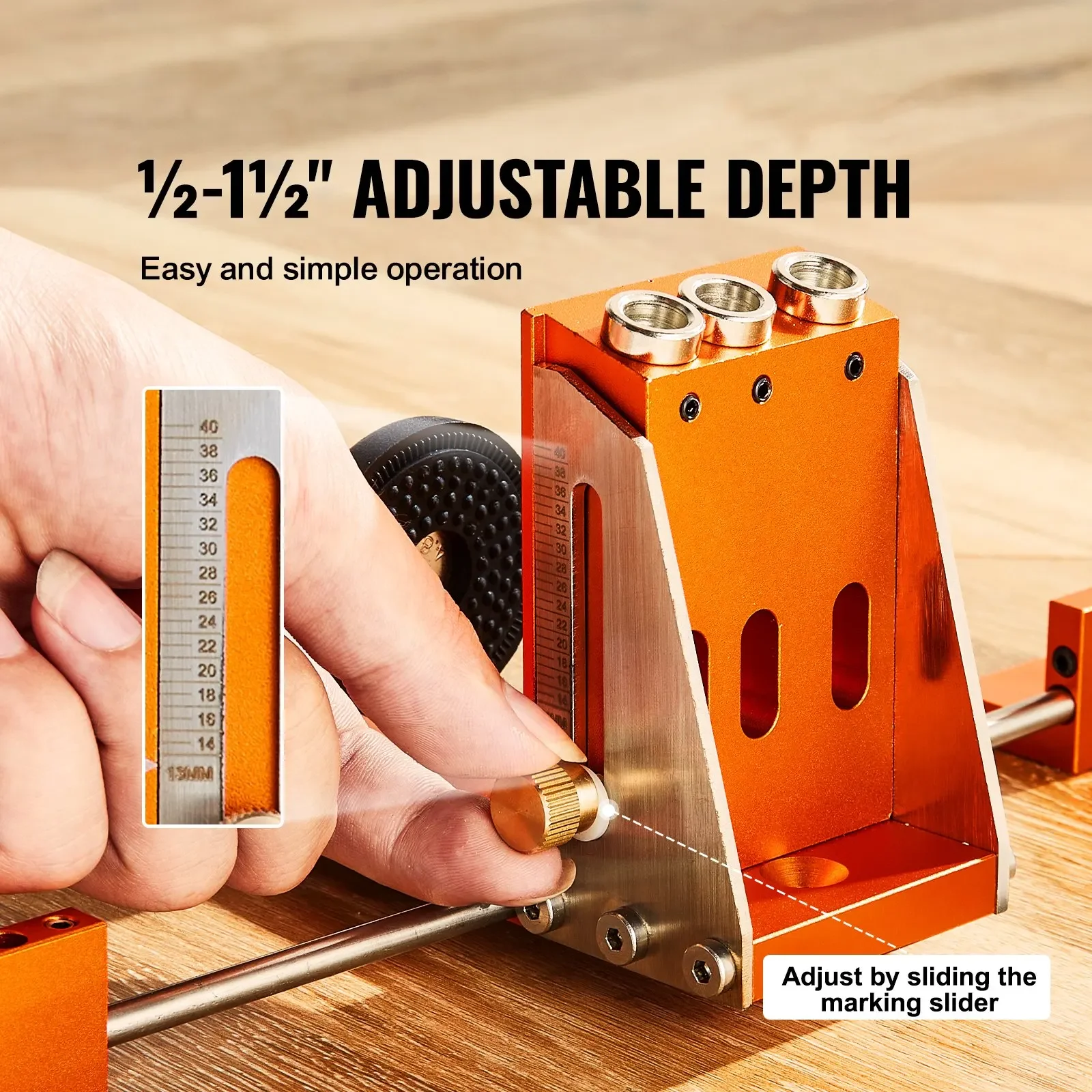 SIHAO 30‑Pcs Pocket Screw Jig Set | Adjustable Depth Drilling Locator, Step Drill / Stop Collar / Wrenches / Square Drive Bits, Woodworking Angled Hole Tool for DIY Cabinets & Furniture Building