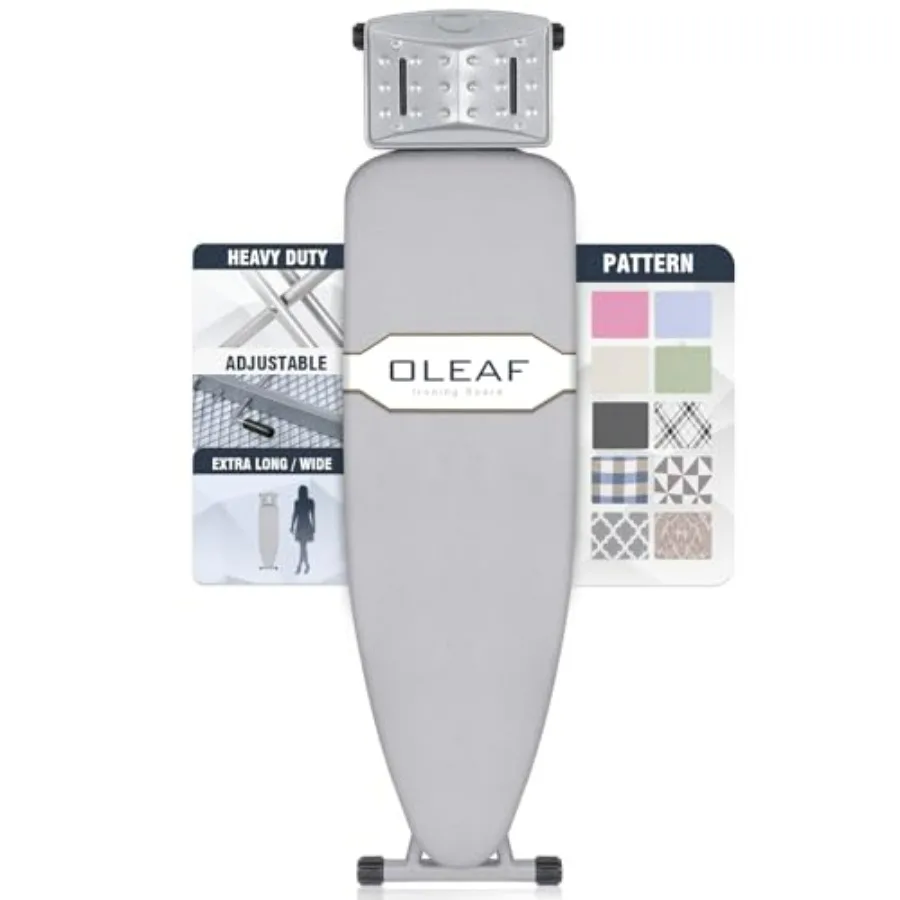 

Полноразмерная складная гладильная доска с чехлом и утолщенной подкладкой, 43 x 13 дюймов, регулируемая по высоте, с подставкой для утюга, устойчивые стальные ножки, металлическая конструкция