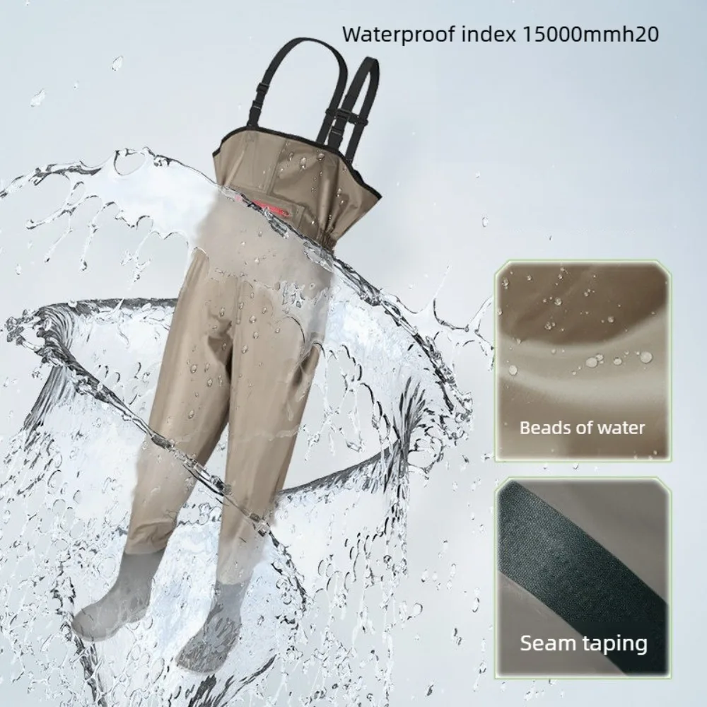 Waterproof Breathable Nylon Hip Waders, Half-Body Fishing Suit Integrated with Boots,Comfortable for Beach Surf and Lure Fishing