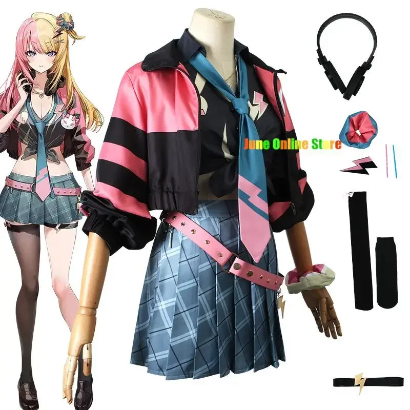 Kotoka Torahime cosplay anime virtual cool suit costume vtuber girl jackets skirts accessories luxiem role set ms34304