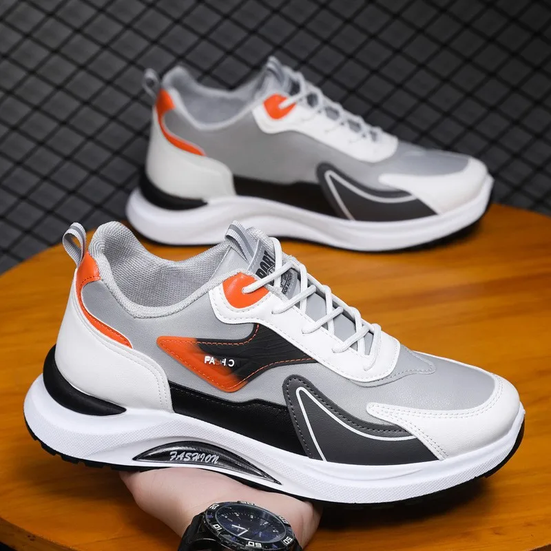

Men's shoes with breathable mesh, thick-soled sports shoes, lightweight and comfortable leather surface, running shoes, casual s