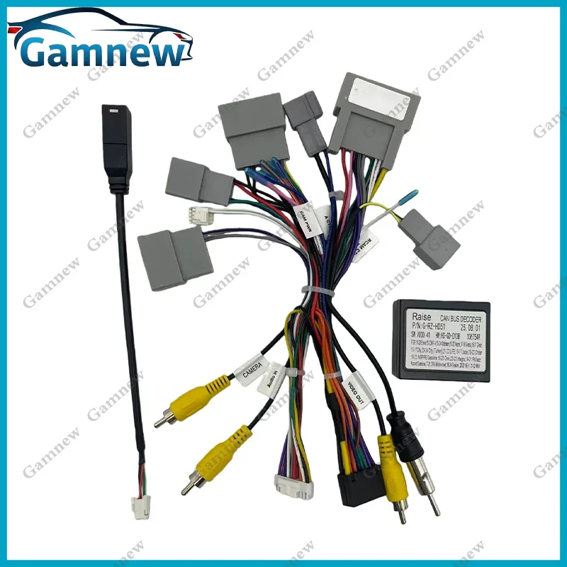 Car 16pin Wiring Harness Adapter Canbus Box Decoder Android Radio Power Cable For Honda Odyssey 2015-2018