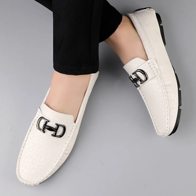 

Fashionable Low Cut Comfortable Loafers Branded Business Soft Leather Shoes Quality Flat Bottomed Walking and Driving Mens Shoes