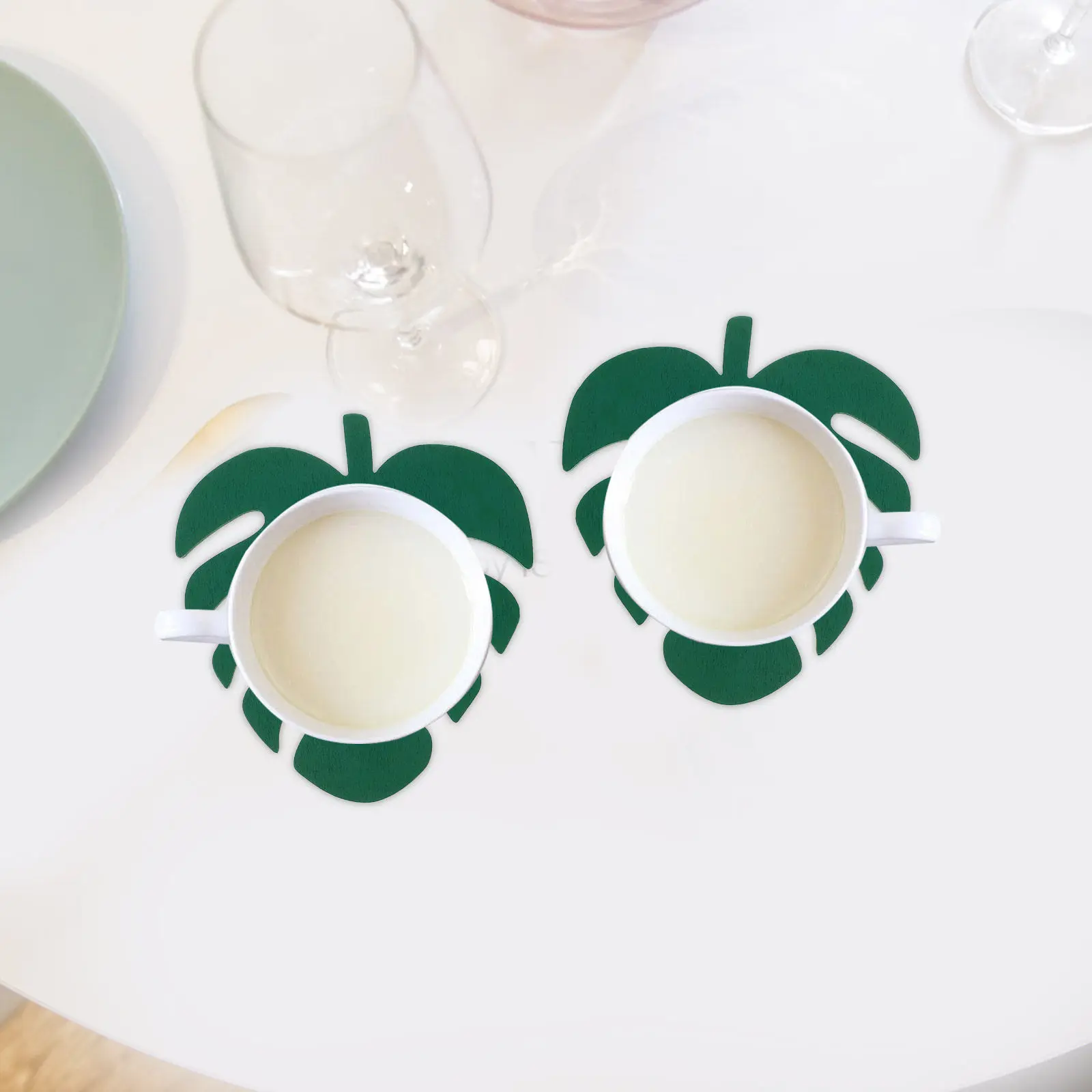 4Pcs Eco Friendly Wood Leaf Coasters Non Slip Heat Insulation Cup Mats for Tables Desktops Home Office Hotel Protective Drink