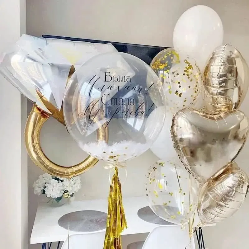 Anillo De diamantes De oro rosa, globos De aluminio, globos De corazón, decoración romántica para fiesta De cumpleaños, Día De San Valentín, juguetes De amor para niña