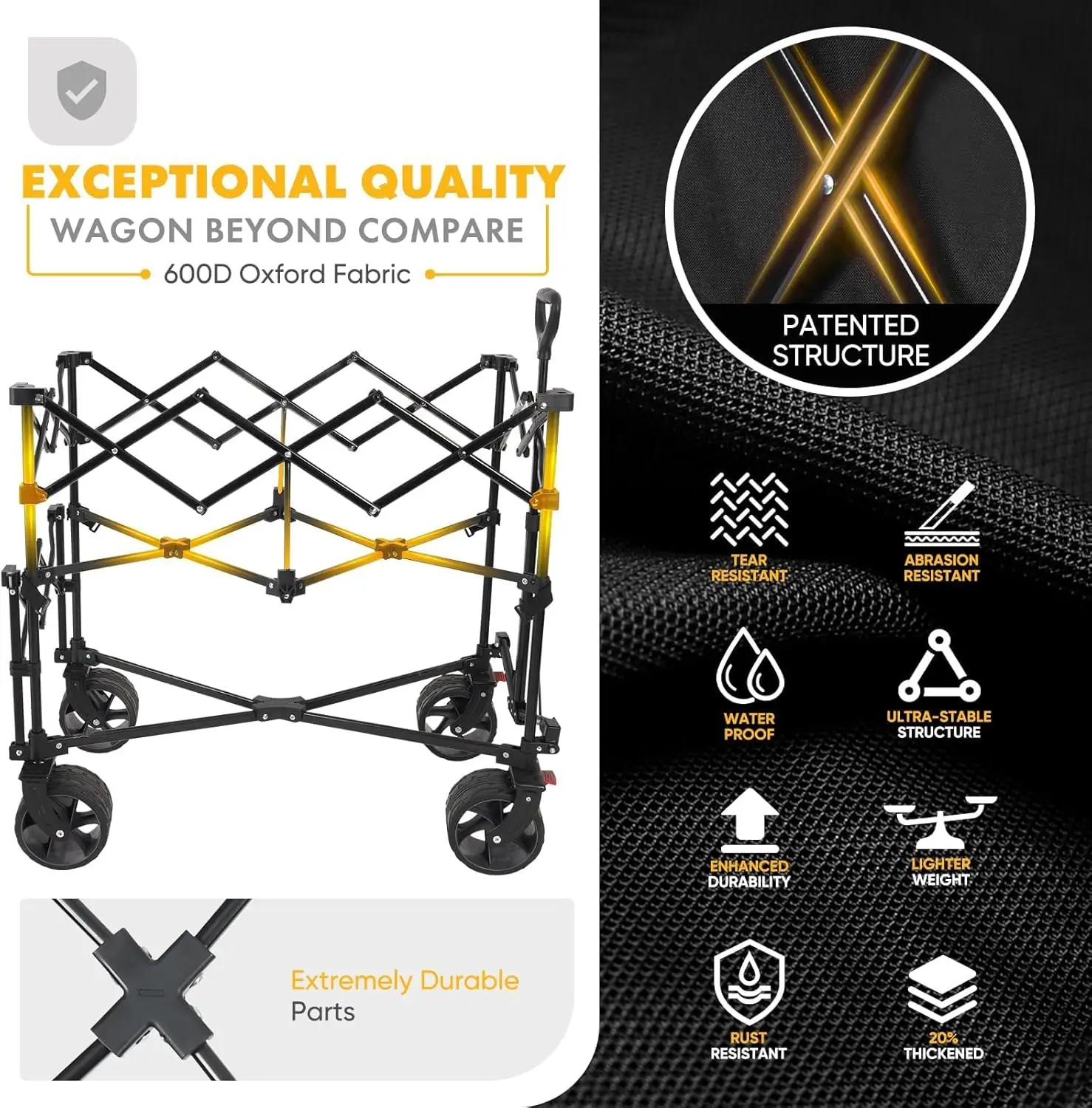 Vagón de dos pisos plegable de gran capacidad, carrito extensor Extra largo de 50 ", 500 libras, resistente