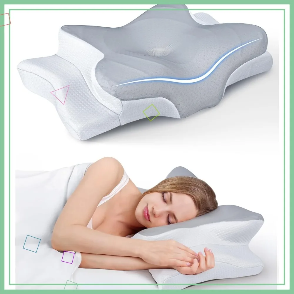

Ultra Pain Relief Cooling Neck Support Pillow, Adjustable Ergonomic Memory Foam for Side Back Stomach Sleepers