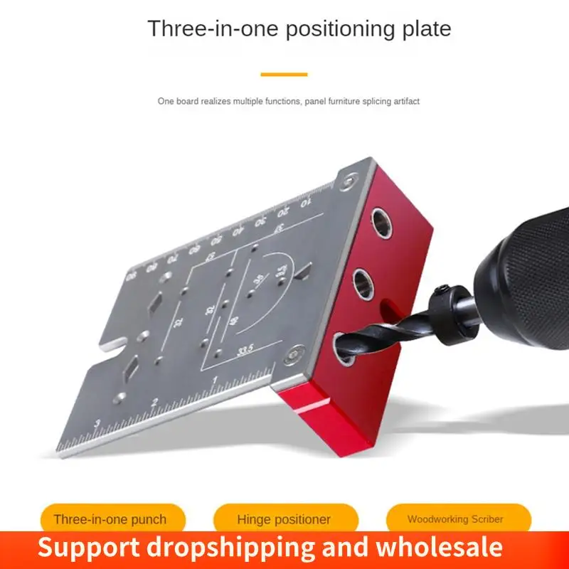 

AA86 35Mm Hinge Punching Locator Hinge Boring Jig With Inch Metric Scale Multi-Function Woodworking Drilling Locator Easy Instal