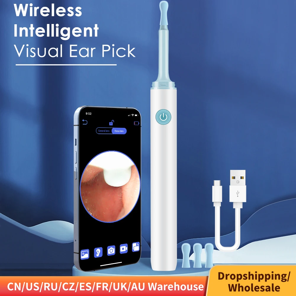 Wireless Intelligent Visual Ear Pick Portable Ear Cleaning Tool 3.9mm Luminous Endoscopy HD Otoscope Ear Picking Spoon