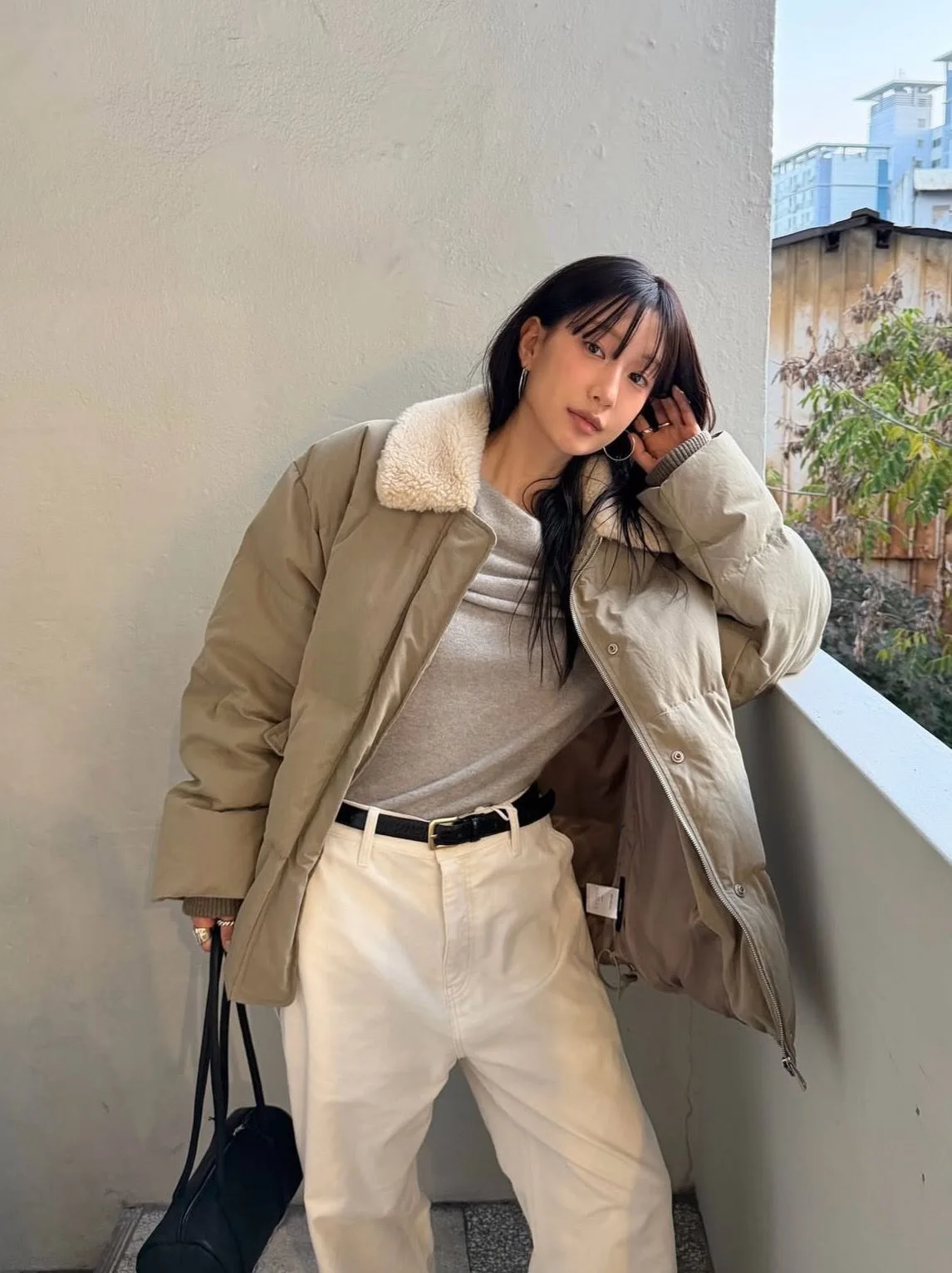 PREON Women's Casual Du down Puffer Jaet with Fur Collar All-Match Autumn Winter New Sle Commute Sle Long Sve