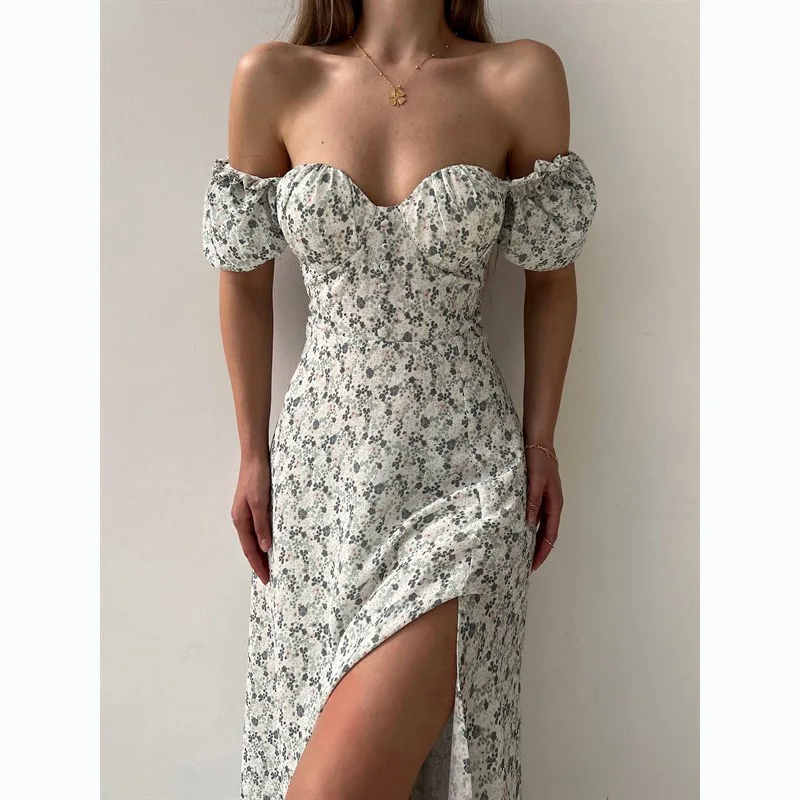 

2025 Instagram Influencer New Small Floral Print Waist Length Dress 22092