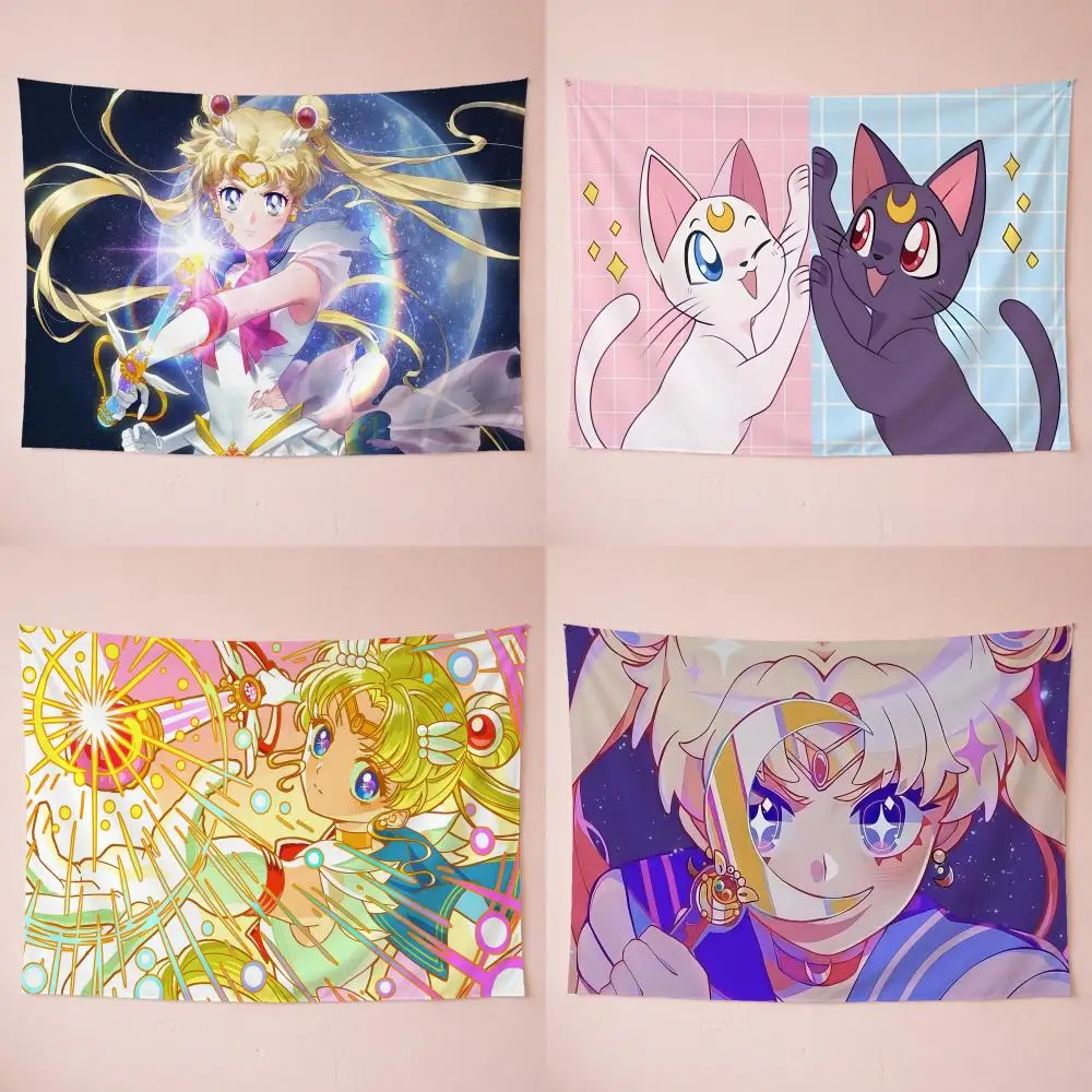 Magical Girl Classic Iconic S-Sailor Moon Tapestry Washable Soft Tapestry Wall Art Decor for Living Home Room Bedroom